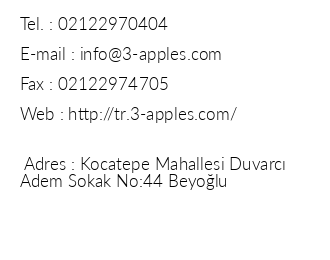 Three Apples Taksim Residence iletiim bilgileri